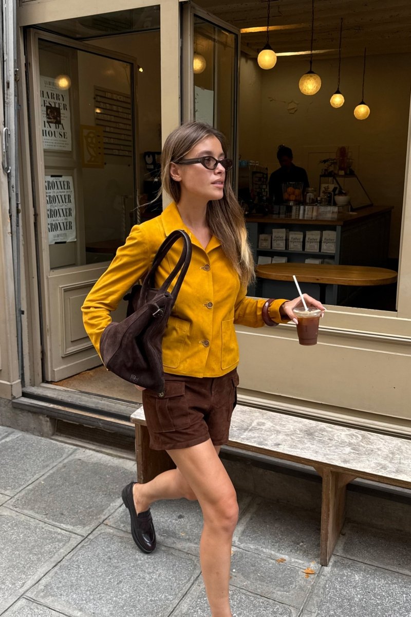 Leonie Women’s Suede Shorts - Milk Brown - Bigardini