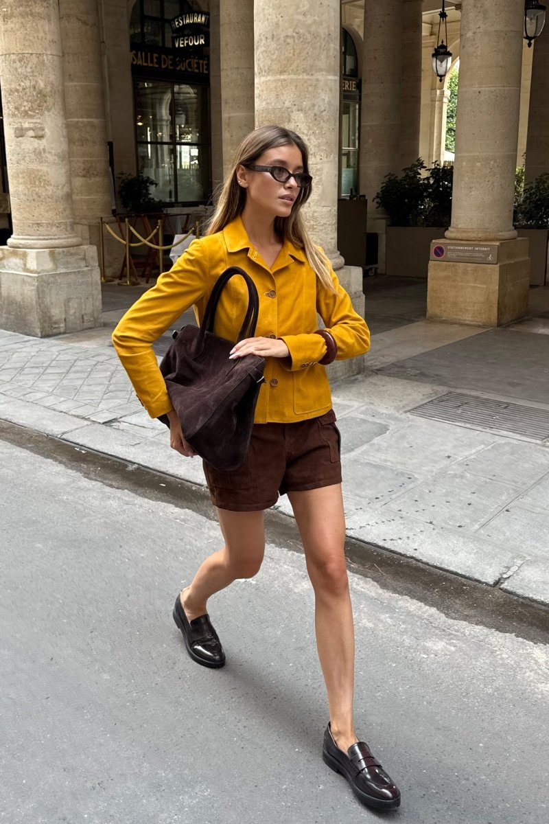 Leonie Women’s Suede Shorts - Milk Brown - Bigardini