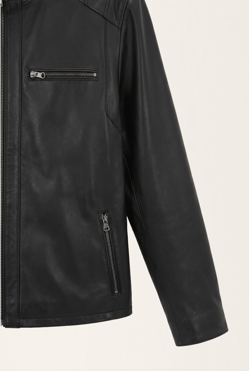 Loris Men's Black Reversible Leather Jacket - Black - Bigardini