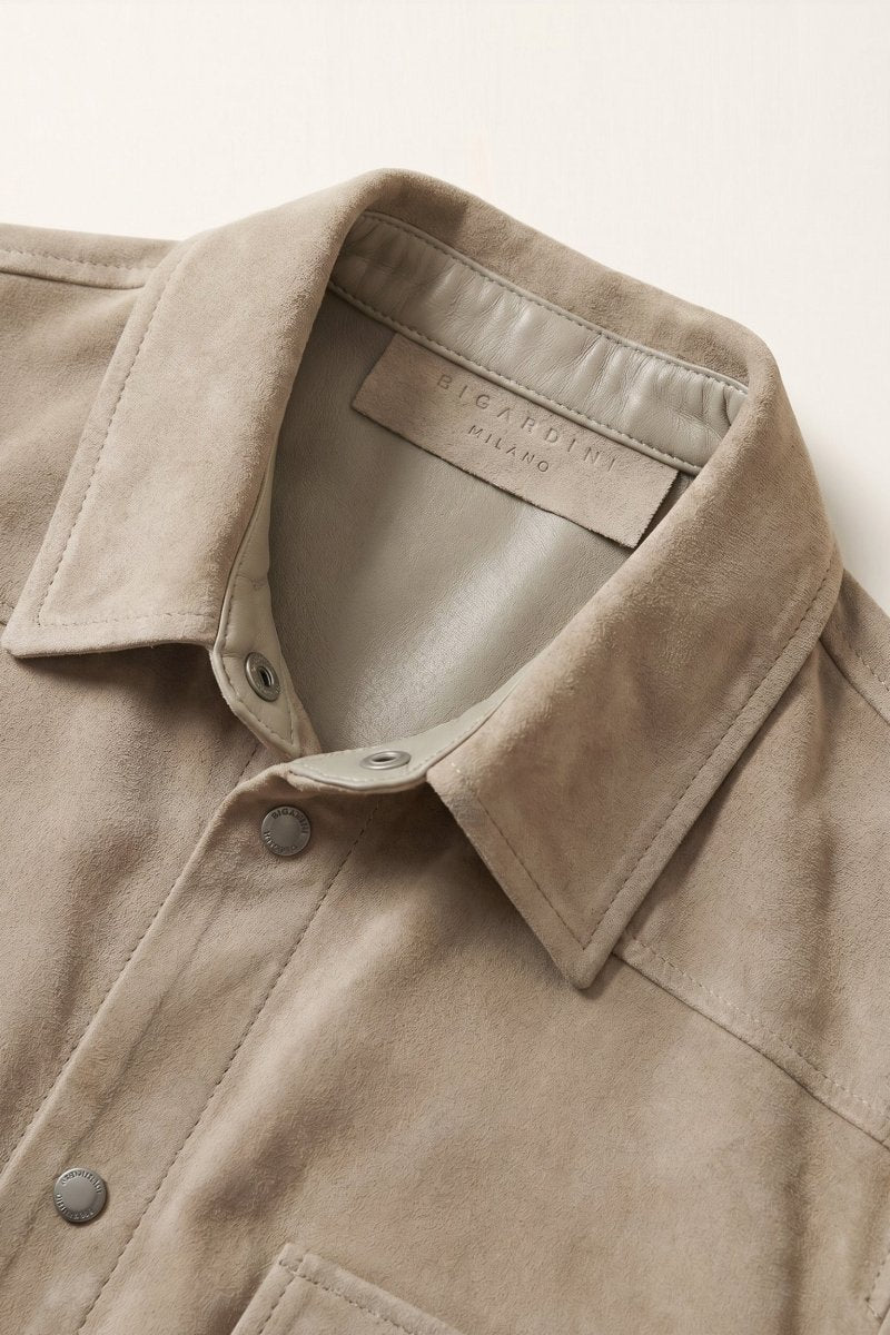 Mari Women's Suede Leather Shirt - Vison - Bigardini