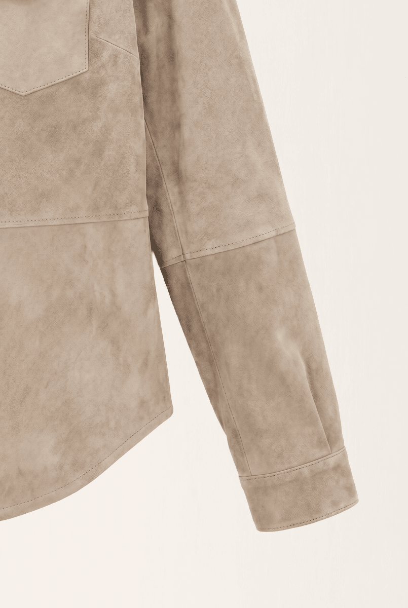 Mari Women's Suede Leather Shirt - Vison - Bigardini