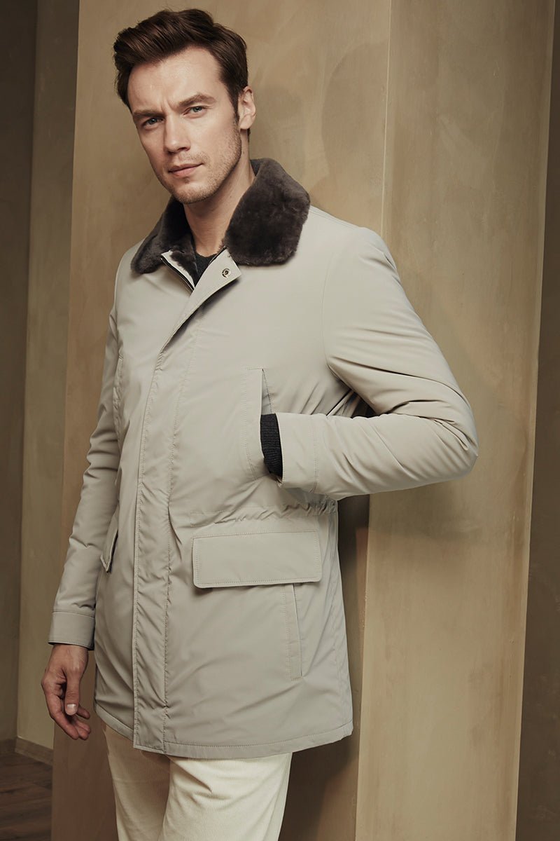Mason Men's Waterproof Shearling Coat Rhino Gray – Bigardini