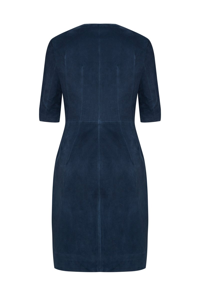 May Women’s Suede Midi Dress - Navy Blue - Bigardini
