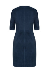 May Women’s Suede Midi Dress - Navy Blue - Bigardini