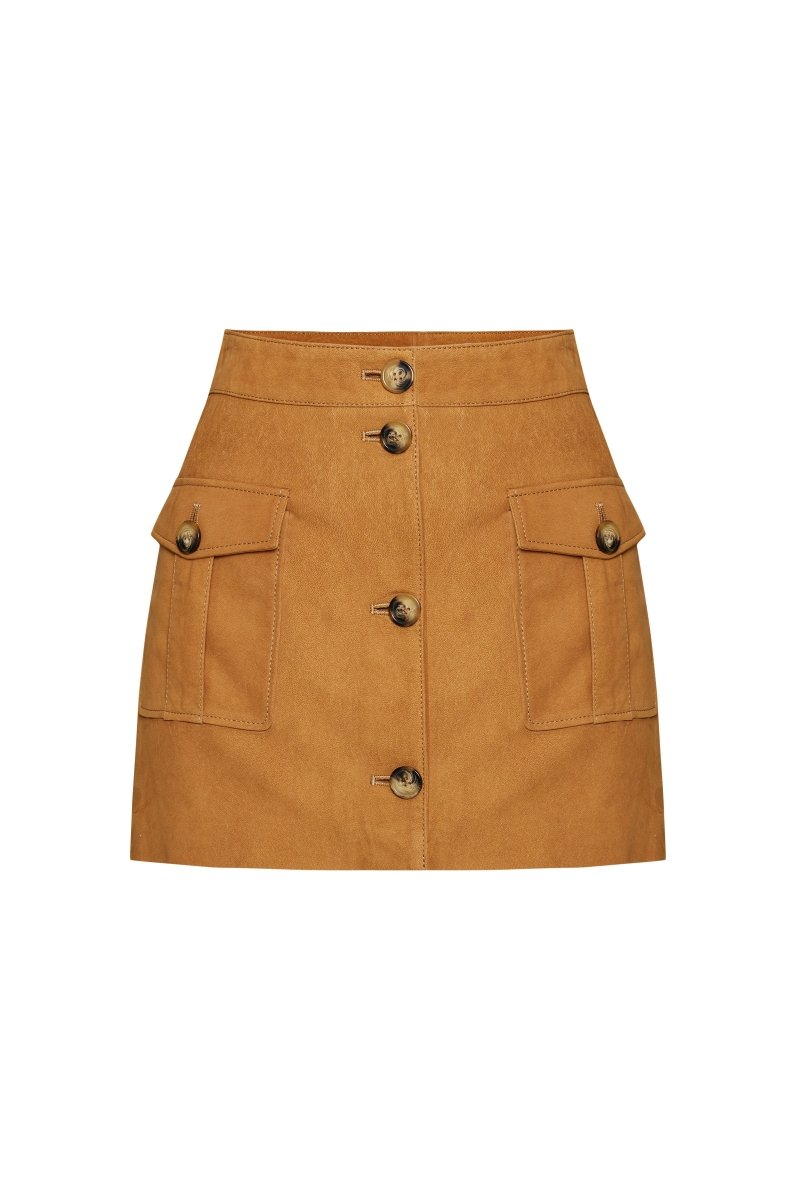 Skirt Jupe En Nubuck Tan Suede Mini Skirt TK Maxx UK