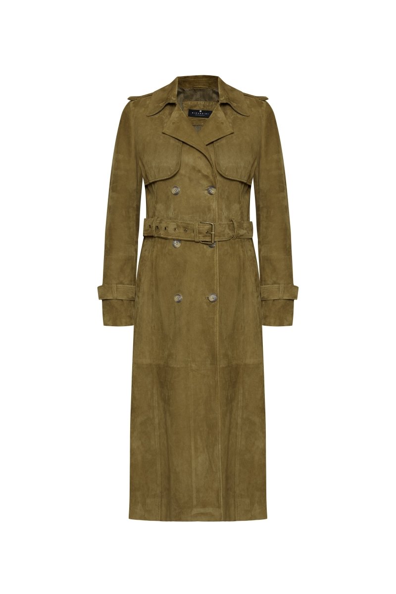 Nia Women’s Suede Trench Coat - Khaki - Bigardini
