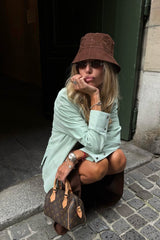 Olivia Women’s Leather Overshirt - Mint Green - Bigardini