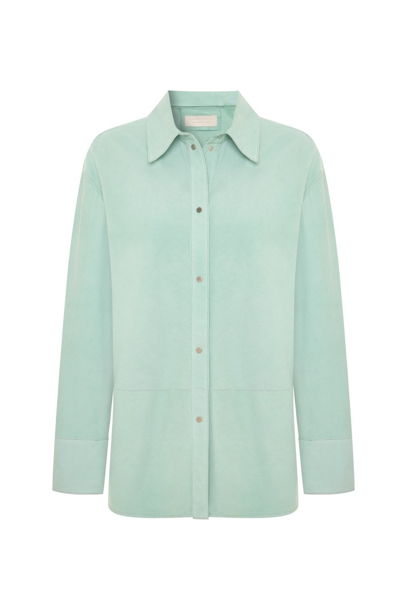 Olivia Women’s Leather Overshirt - Mint Green - Bigardini