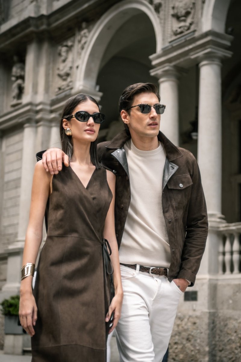 Piero Men’s Suede Jacket - Brown - Bigardini