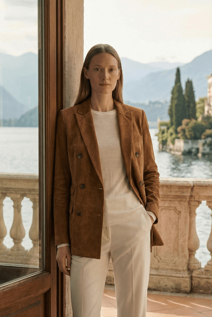 Rina Women’s Double - Breasted Blazer Jacket - Camel - Bigardini