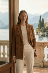 Rina Women’s Double - Breasted Blazer Jacket - Camel - Bigardini