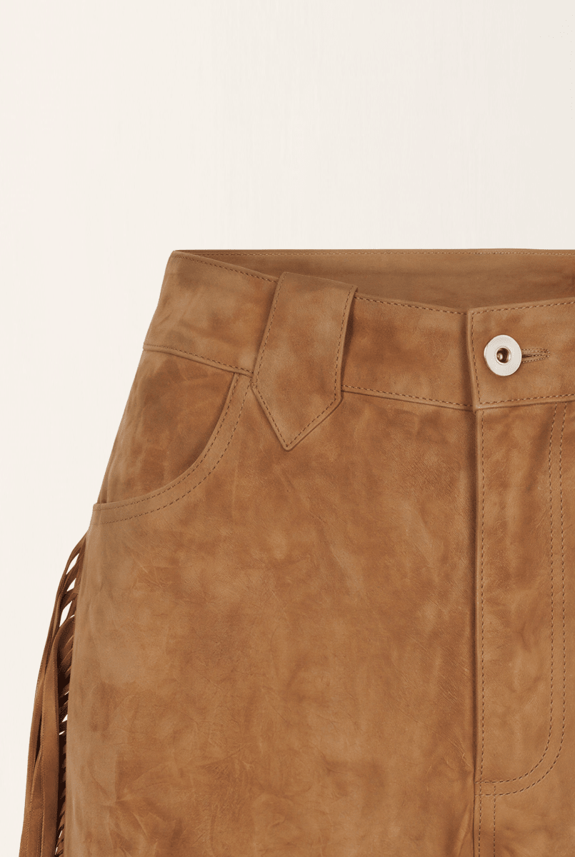 Sierra Women’s Fringed Suede Trousers - Camel - Bigardini