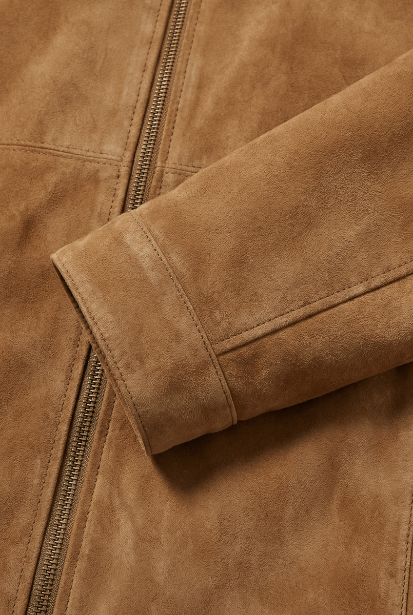 Silvo Men’s Suede Racer Jacket - Camel - Bigardini