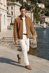 Silvo Men’s Suede Racer Jacket - Camel - Bigardini