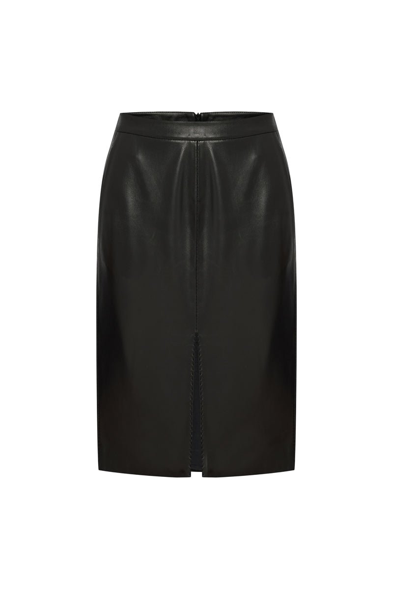 Simi Women's Pencil Skirt in Leather - Black - Bigardini