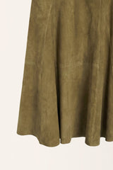 Talia Women’s Suede Leather Midi Skirt - Safari - Bigardini