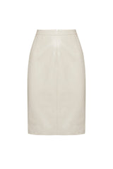 Vera Women’s Leather Midi Skirt - Beige - Bigardini