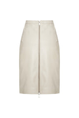 Vera Women’s Leather Midi Skirt - Beige - Bigardini