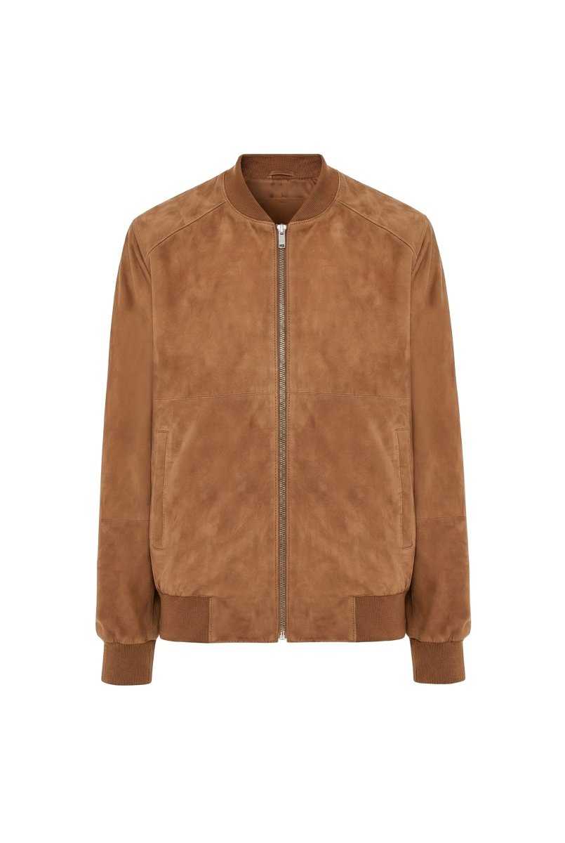 Zane Men’s Bomber Suede Jacket - Camel - Bigardini