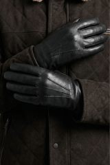 Zev Men's Classic Gloves with Cashmere Lining - Black - Bigardini