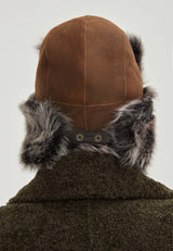 Everest Unisex Shearling Trapper Winter Hat - Brown - Bigardini Leather