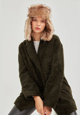 Everest Unisex Shearling Trapper Winter Hat - Olive - Bigardini Leather