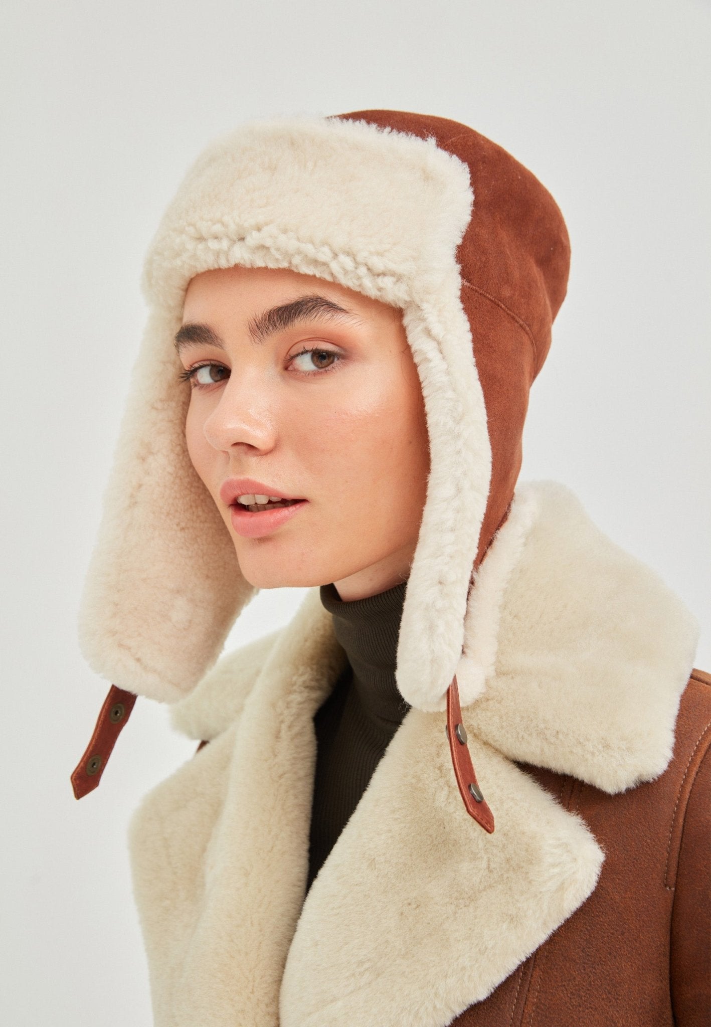 Logan Unisex Shearling Aviator Winter Hat - Bigardini Leather