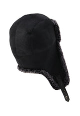 Logan Unisex Shearling Aviator Winter Hat - Black - Bigardini Leather