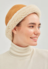 Sandy Womens Shearling Bucket Winter Hat - Yellow - Bigardini Leather