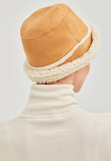 Sandy Womens Shearling Bucket Winter Hat - Yellow - Bigardini Leather