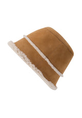 Sandy Womens Shearling Bucket Winter Hat - Yellow - Bigardini Leather