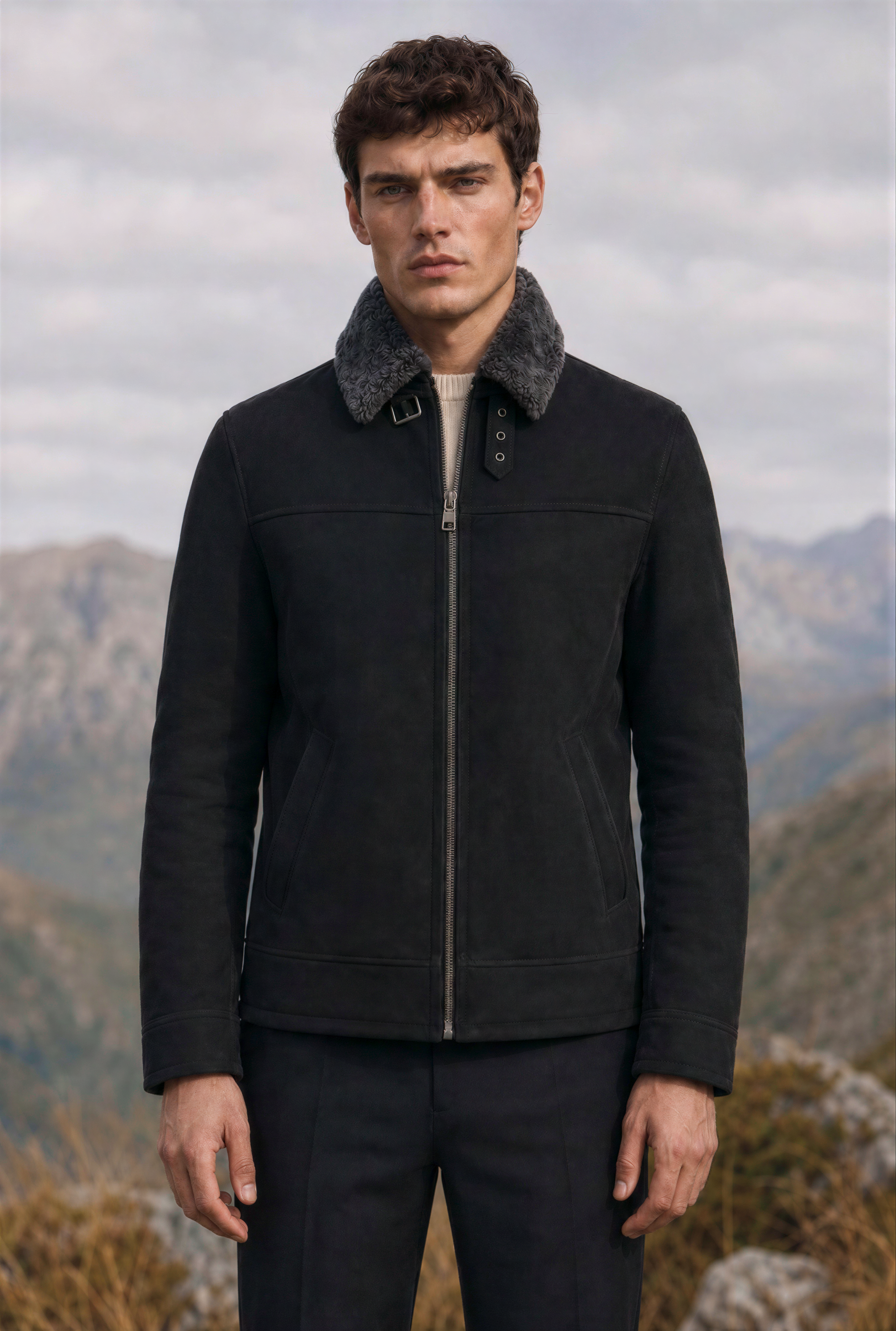 Matt Men's Shearling Sheepskin Jacket - Black