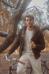 <tc>Carlo Herren Toscana Lammfell Jacke mit Kapuze – Cognac</tc>