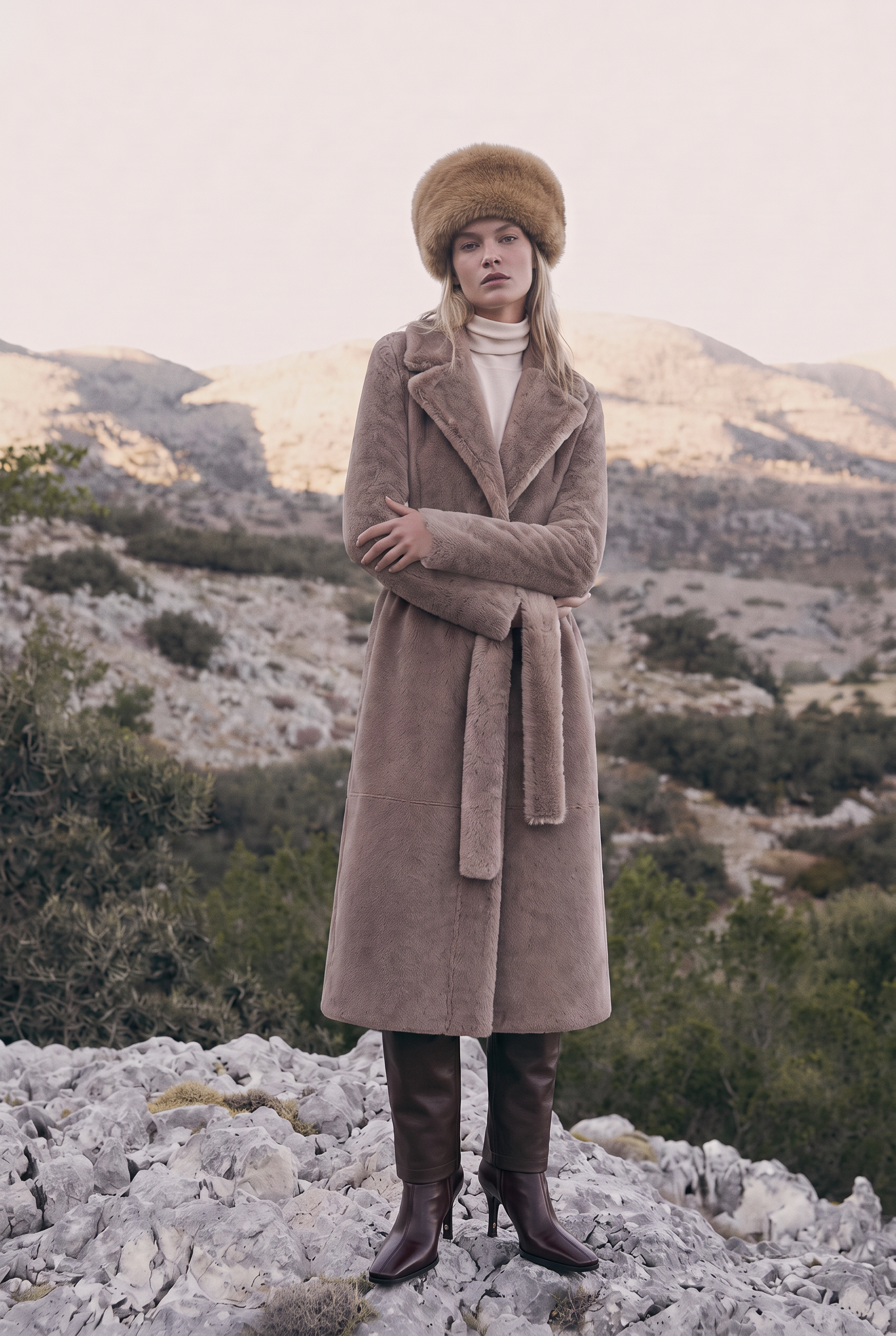 <tc>Tosca Manteau Réversible en Peau Lainée - Tabac</tc>