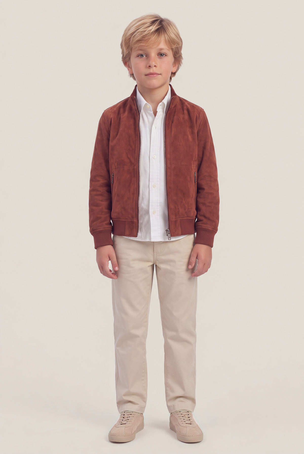 Giacca in pelle scamosciata reversibile Flora Boys - Bordeaux