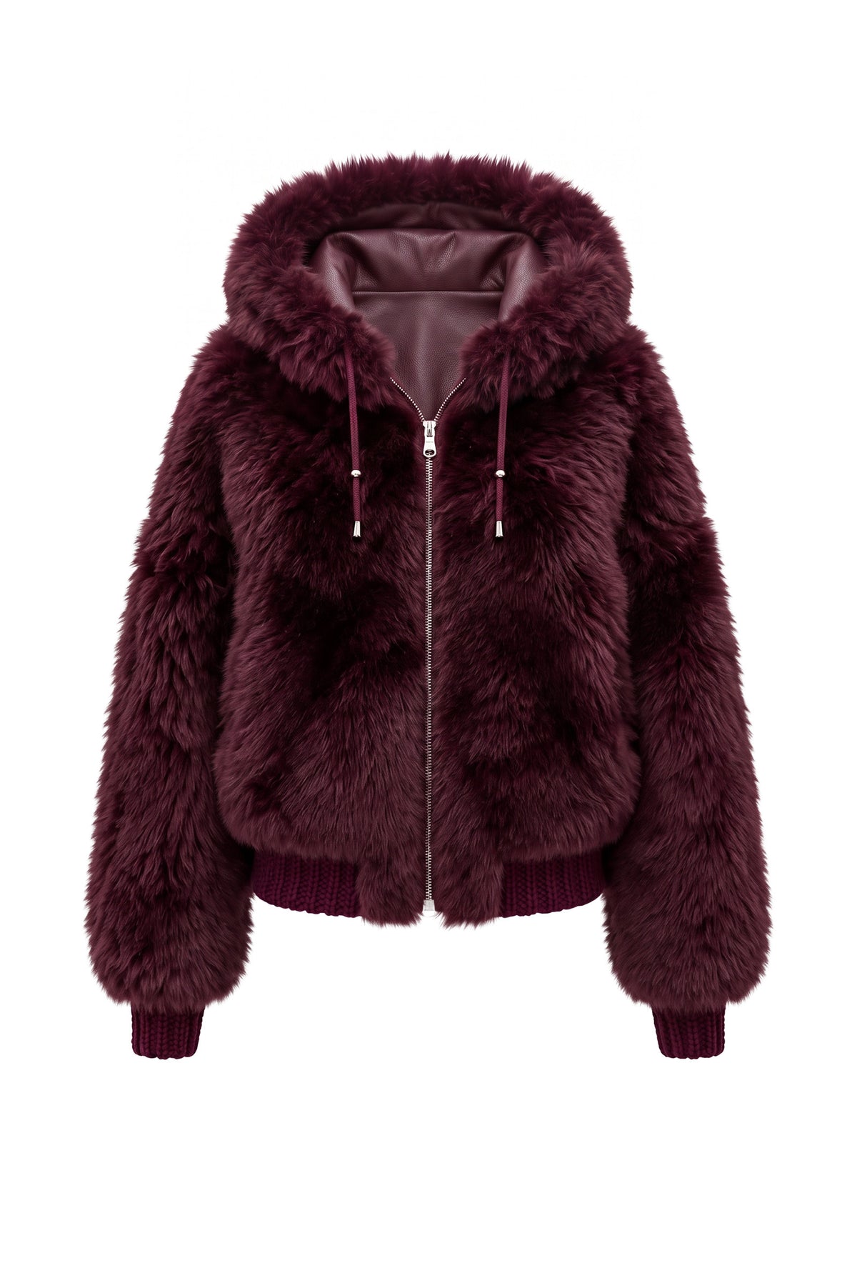 Danica Oversize Reversible Shearling Jacket - Burgundy
