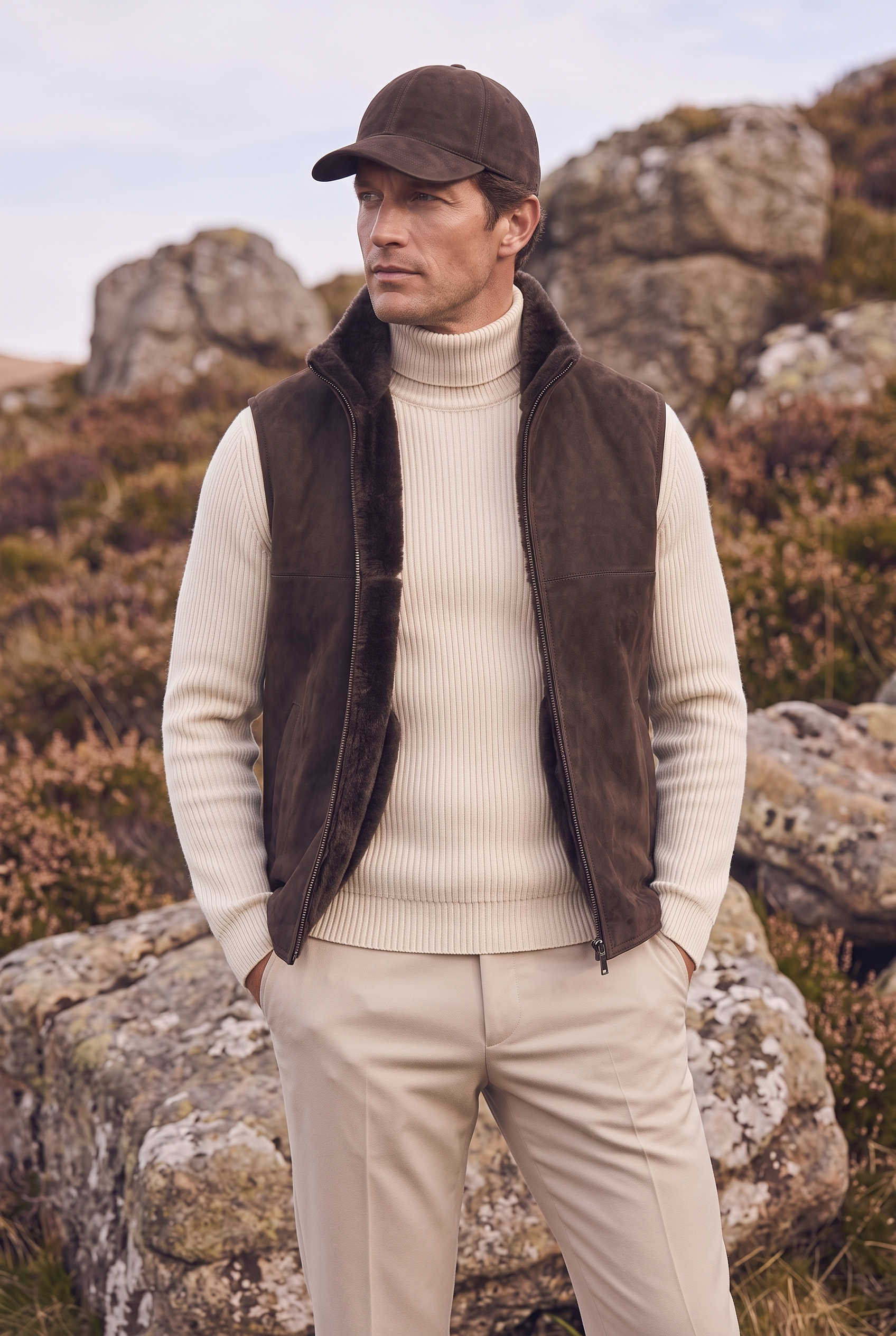 <tc>Sam Gilet pour Homme en Shearling - Marron</tc>