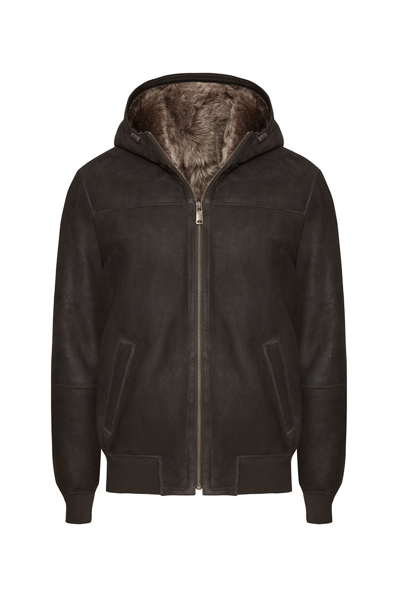 Carlo Toscana Shearling Jacket with Hood