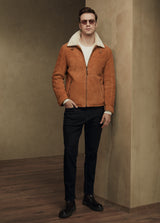 Ryan Men's Shearling Sheepskin Bomber Jacket - Mustard