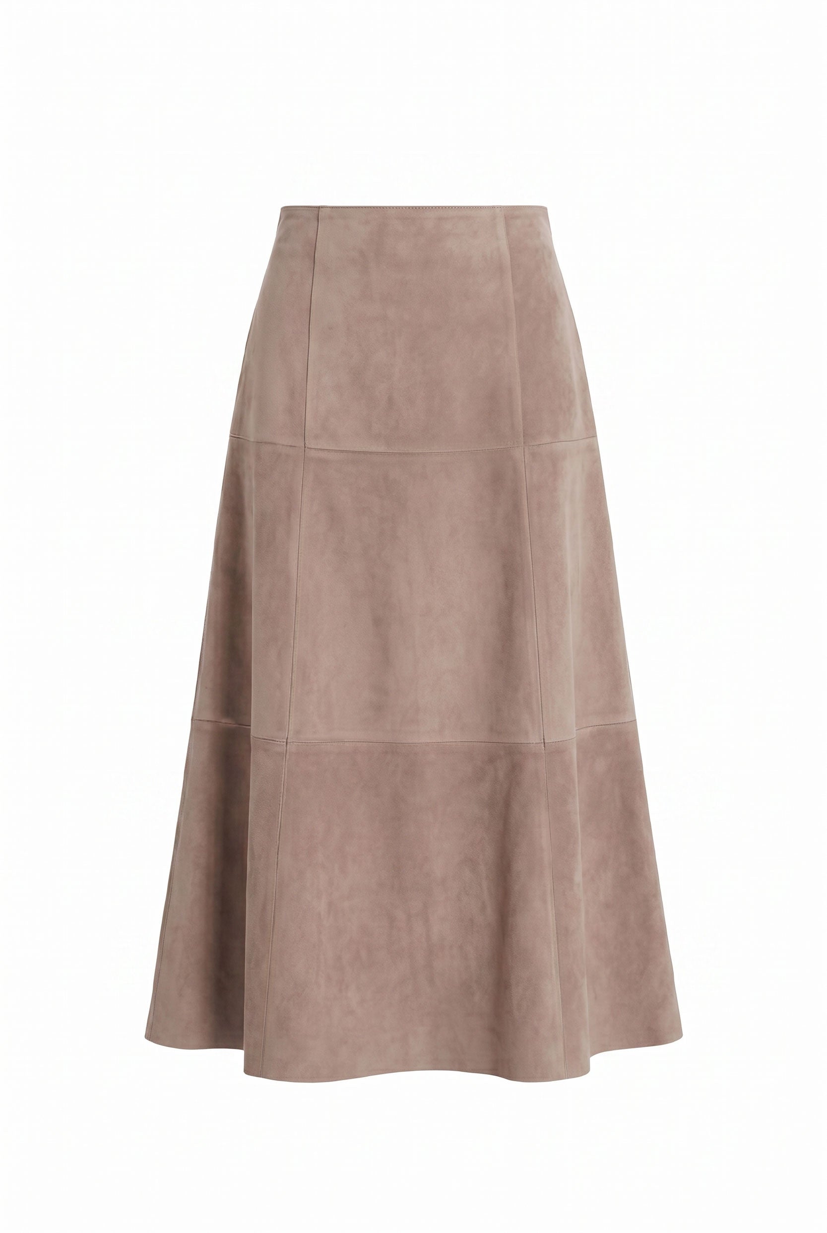 Talia Women’s Suede Leather Midi Skirt - Vison