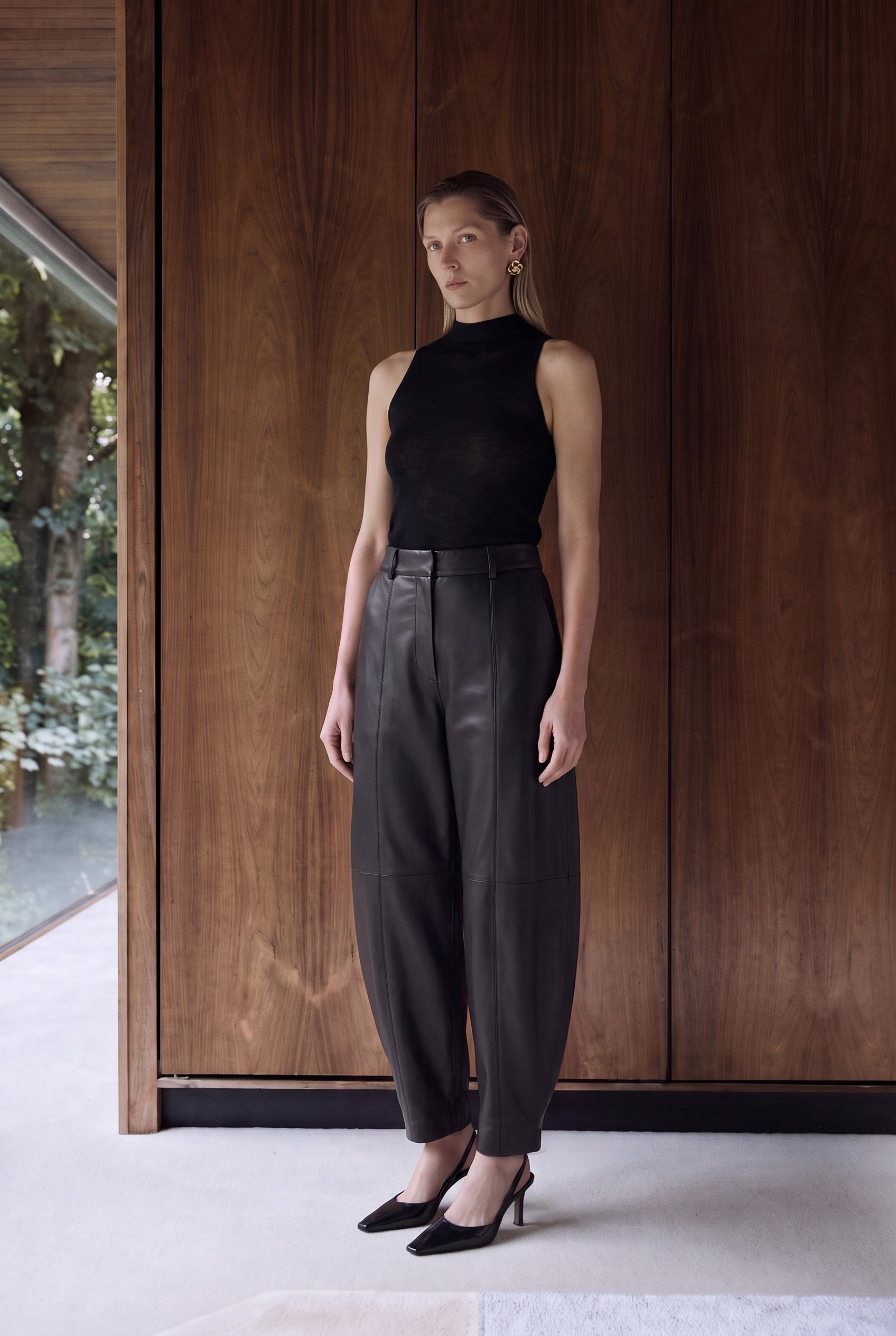<tc>Alina Pantalon Ballon en Cuir - Noir</tc>