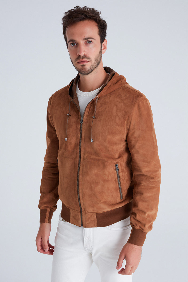 Leo Men's Reversible Suede Jacket with Hood