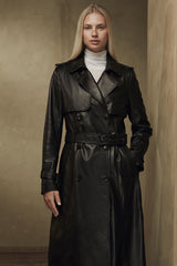 <tc>Victoria Lammfell Leder Trenchcoat Damen - Dunkle Schokolade</tc>