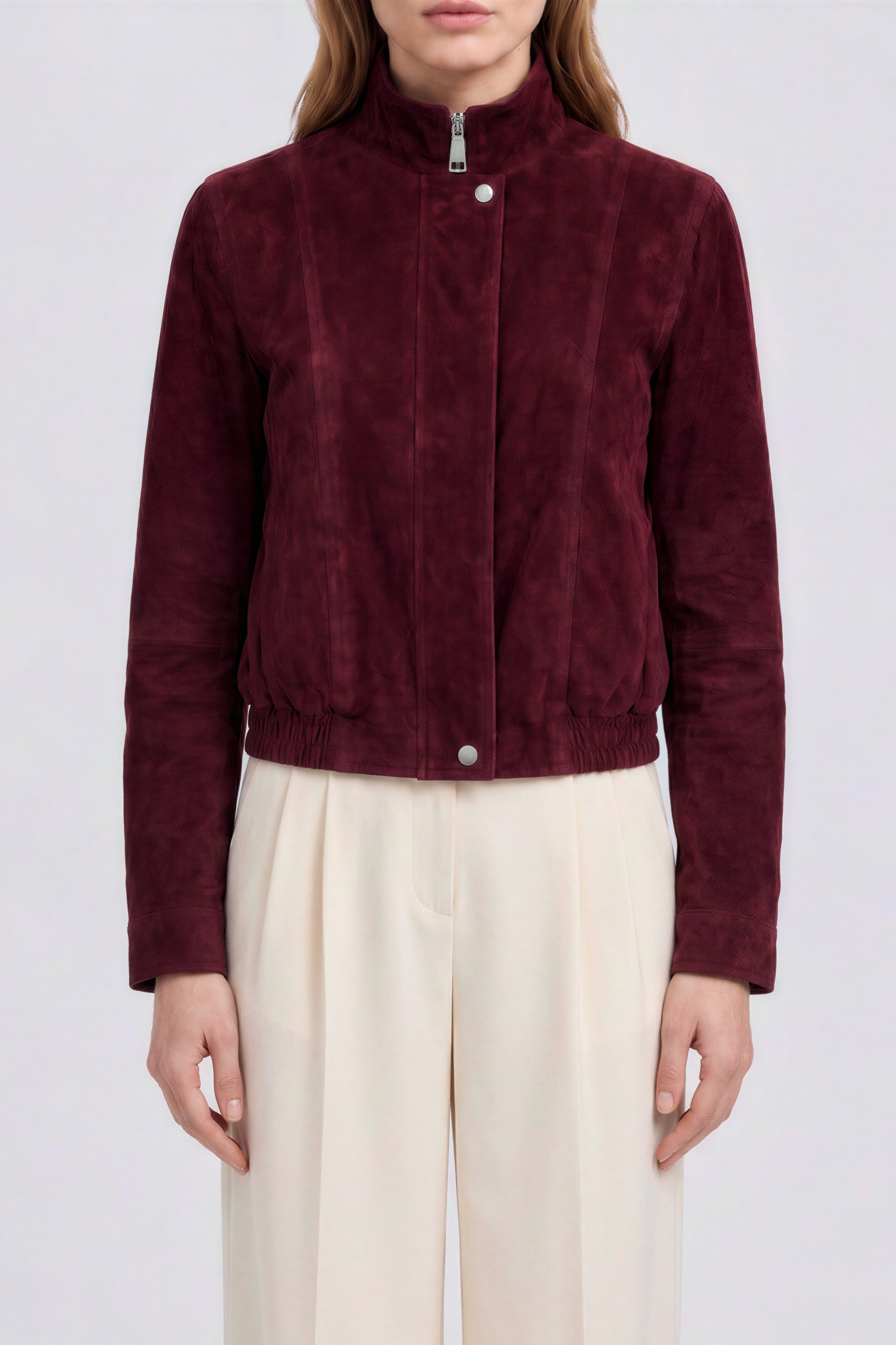 Delphine Women’s Suede Jacket - Burgundy