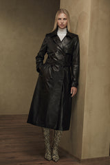 <tc>Victoria Lammfell Leder Trenchcoat Damen - Dunkle Schokolade</tc>