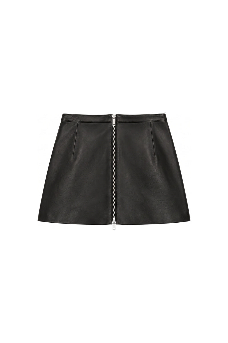Minigonna in pelle Dafne - Nero