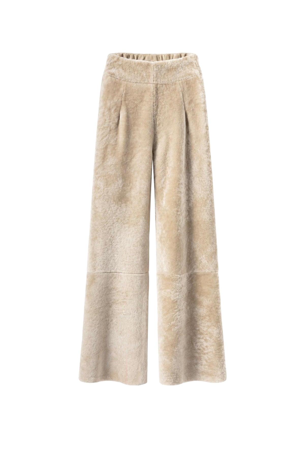 Viera Mid-Rise Shearling Trousers - Taupe Beige
