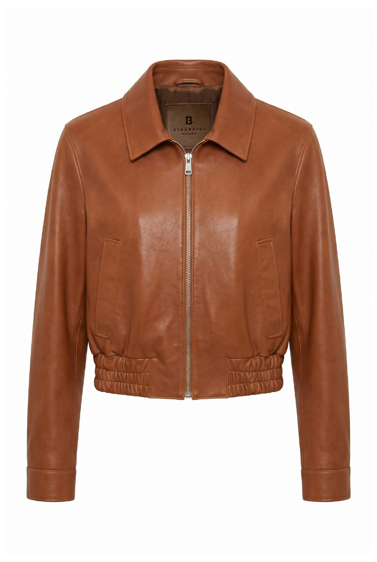 Verona Women’s Cropped Leather Jacket - Cognac