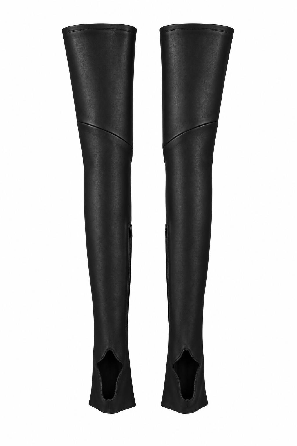 Lia Leather Leg Warmers - Black