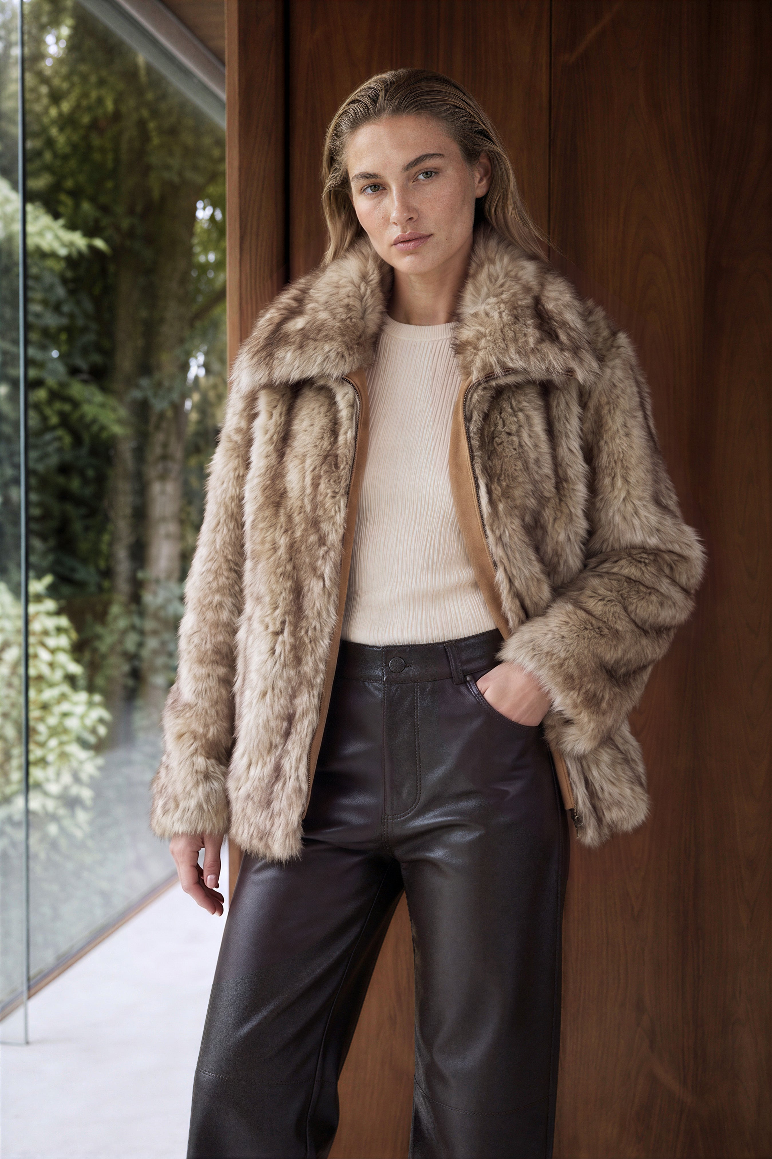 Calista Women’s Reversible Shearling Jacket - Honey Gold